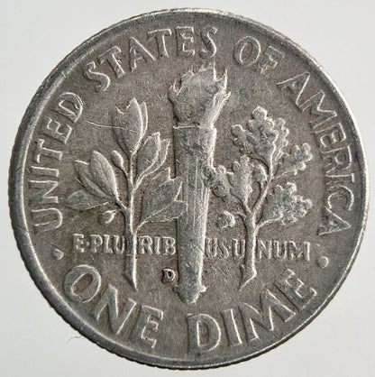 1954 - D US USA Roosevelt One Dime Silver Coin | Fine Collectable Grade