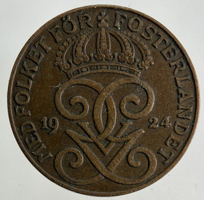 1924 Sweden 2 Ore Coin | Fine Collectable Grade