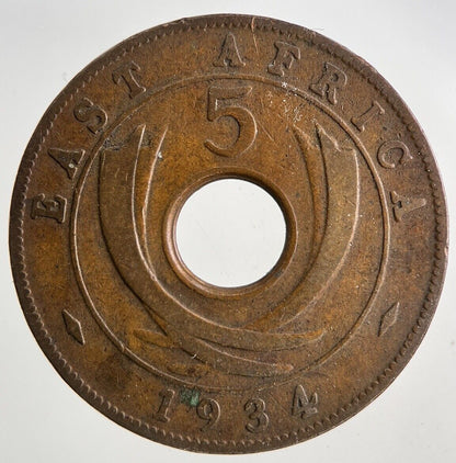 1934 East Africa 5 Cents Coin | Collectable Grade
