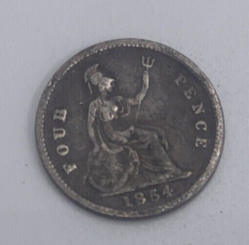 1854 Victoria Four - Pence | British Silver Coin | Fine Collectable Grade | a454