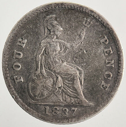 1837 William IV Groat Four - Pence Silver Coin | Fine Collectable Grade | a9972