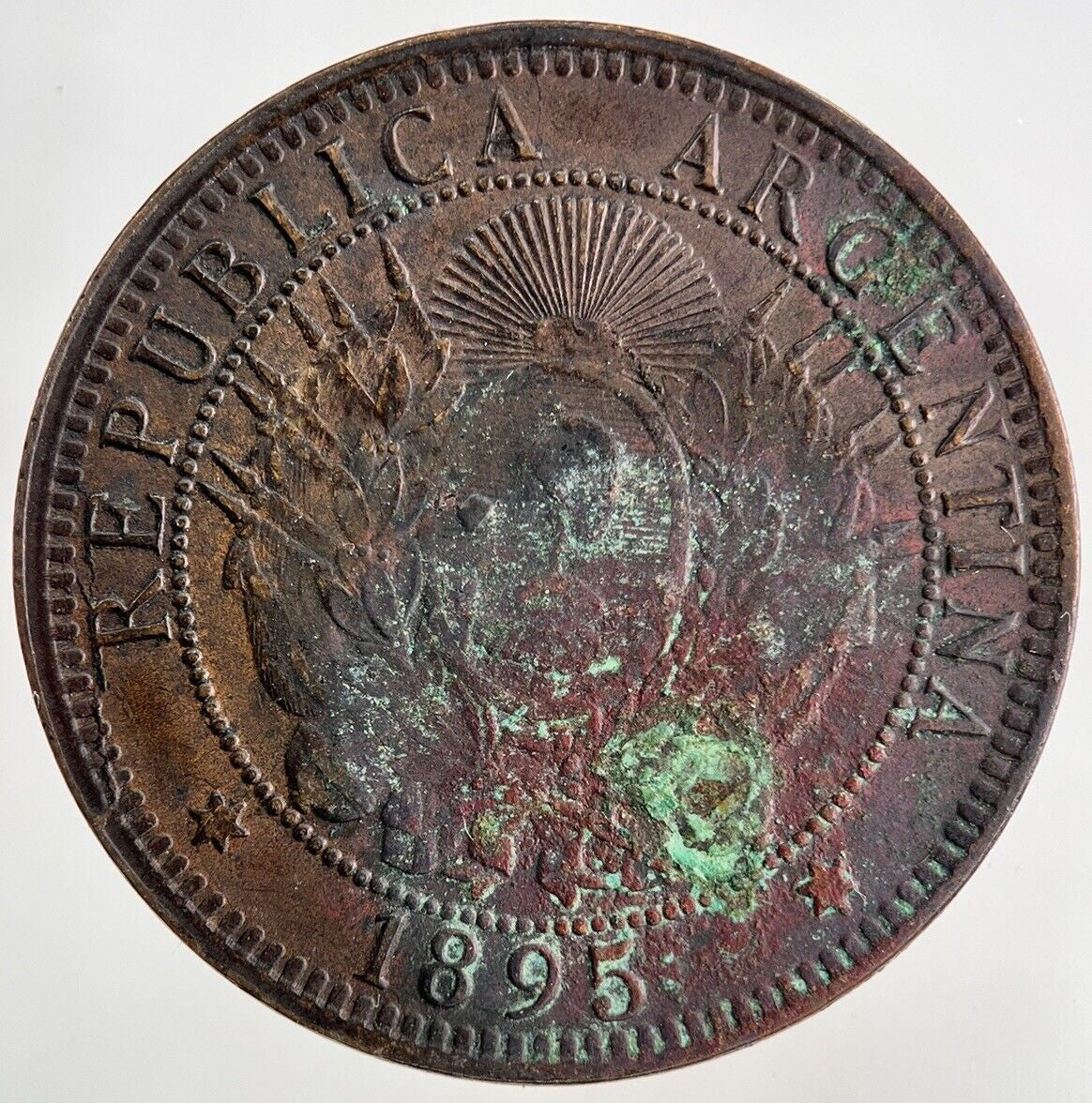 1895 Argentina Dos 2 Centavos Coin | Fine Collectable Grade