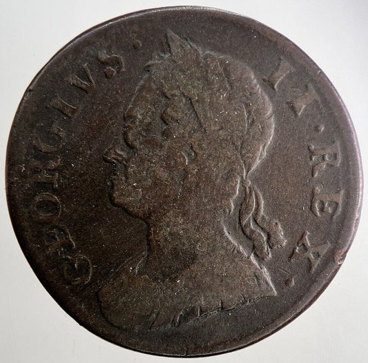 1752 George 2nd II Half-Penny British Coin | Fine Collectable Grade | a9455