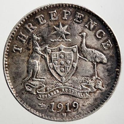 1919 - M Australia Threepence Silver Coin | Very High Grade | a3455