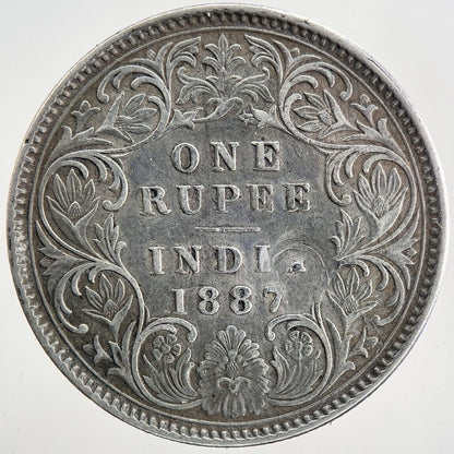 1887 India 1 One Rupee Silver Coin | Very High Grade | a9347