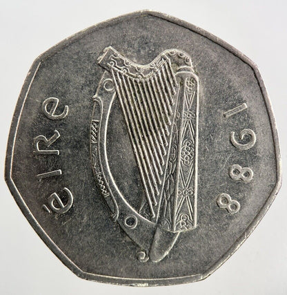 1988 Irish 50p Fifty - Pence Dublin Millennium Coin | Very High Grade