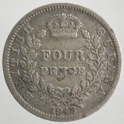 1943 British Four-Pence Guiana Belize Silver Coin | Collectable Grade | a4226