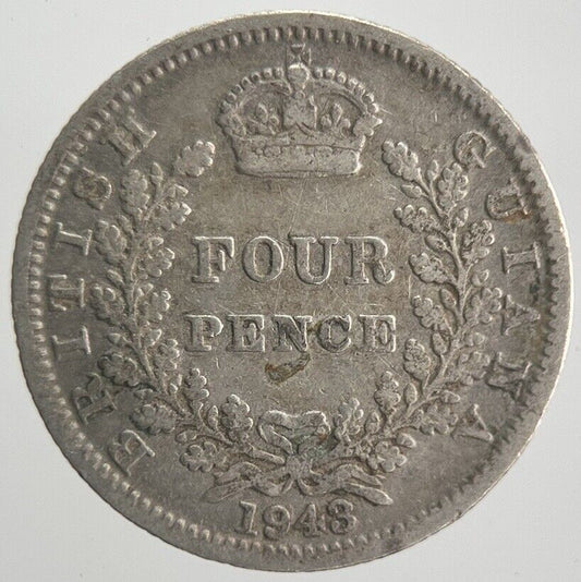 1943 British Four-Pence Guiana Belize Silver Coin | Collectable Grade | a4226