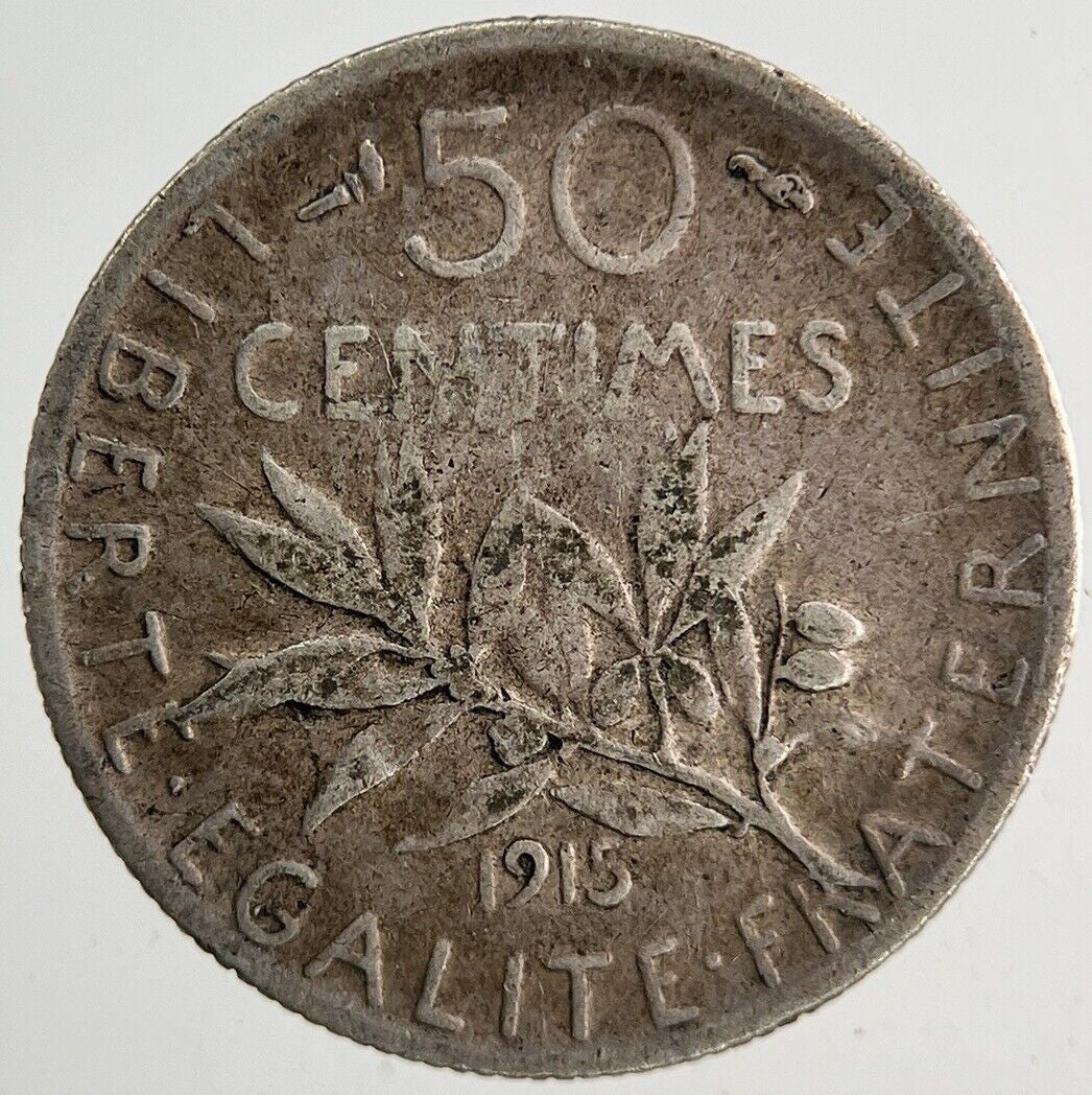 1915 France 50 Centimes Silver Coin | Fine Collectable Grade