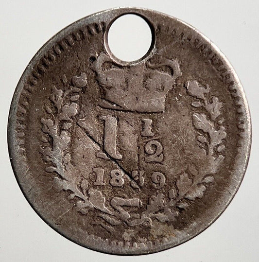 1839 Victoria One Half - Pence Silver Coin | Collectable Grade | a3443