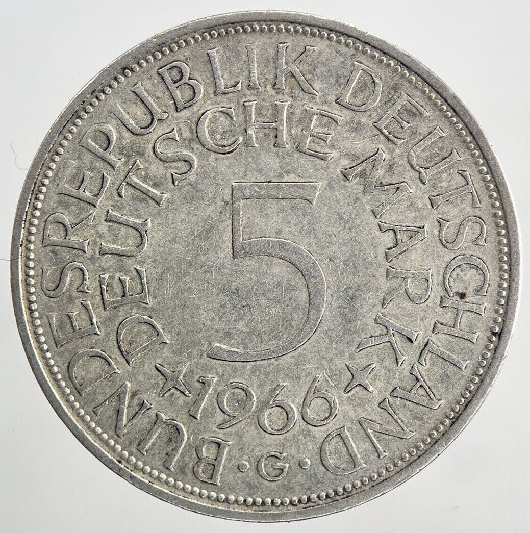 1966 - G Germany 5 Mark Silver Coin | Very High Grade