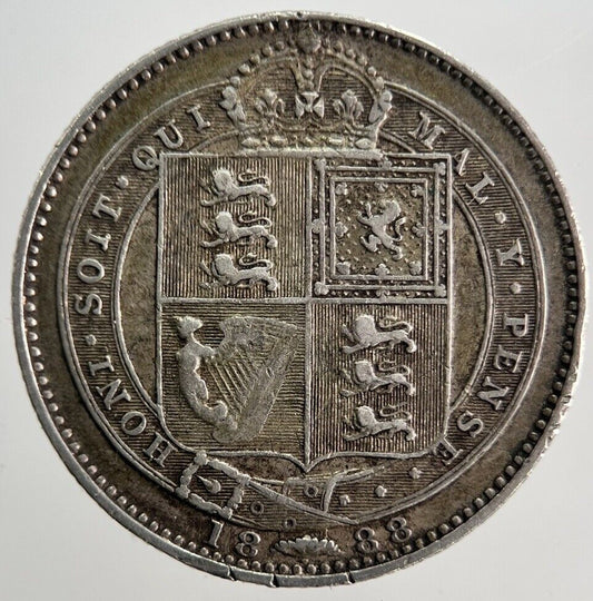 1888 Victoria Shilling Silver Coin | Fine Collectable Grade | a2916