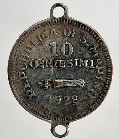 1928 Italy San Marino 10 Centesimi Coin | Fine Collectable Grade