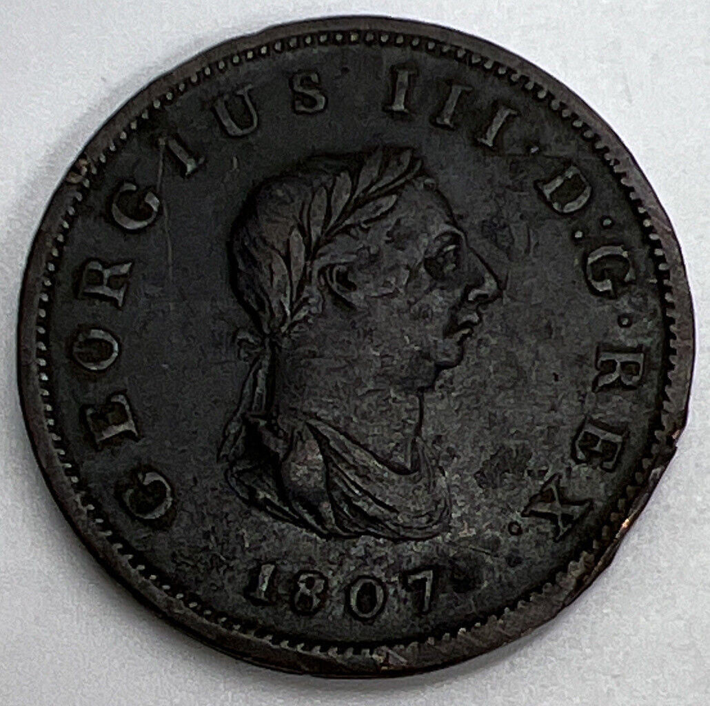 1807 Half - Penny George III | British Copper Coin | Fine Collectable Grade a1187
