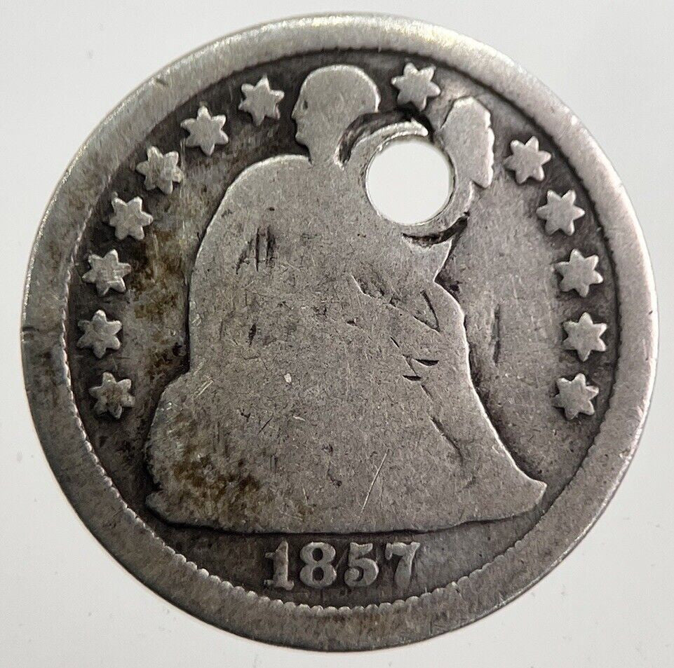 1857 US USA Seated Liberty One 1 Dime Silver Coin | Collectable Grade | a7653