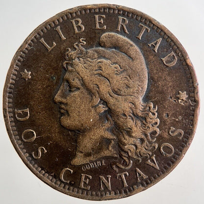 1891 Argentina Dos 2 Centavos Coin | Collectable Grade