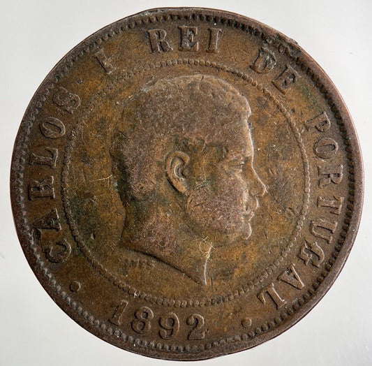 1892 Portugal XX 20 Reis Coin | Fine Collectable Grade