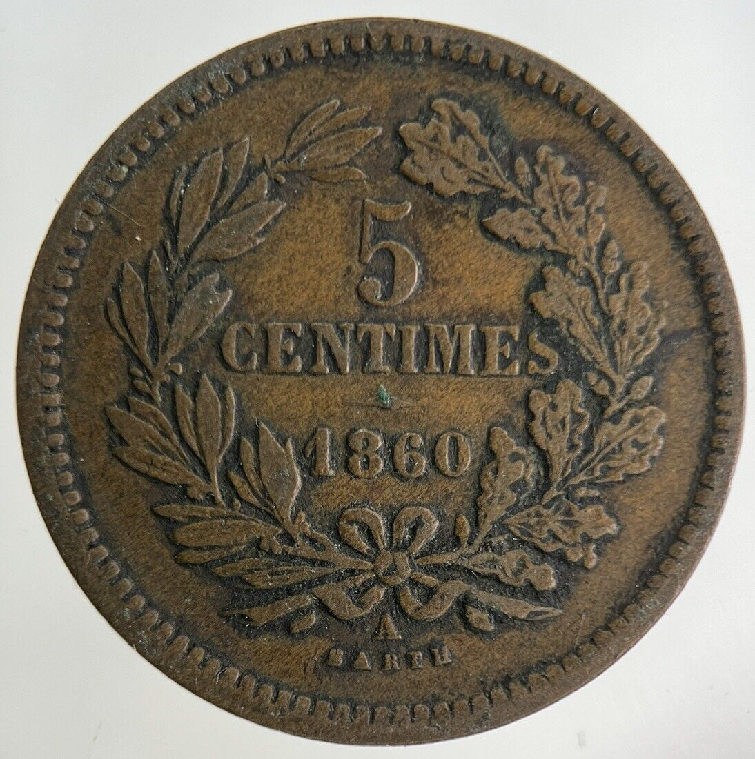 1860 Luxembourg 5 Centimes Coin | Fine Collectable Grade