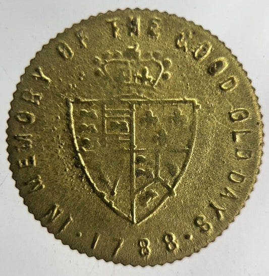 1788 British George III Gaming Good Old Days Token Coin | Fine Collectable Grade