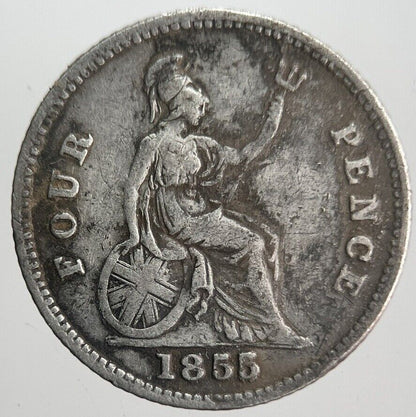 1855 Victoria Four-Pence Groat Silver Coin | Collectable Grade | a4510