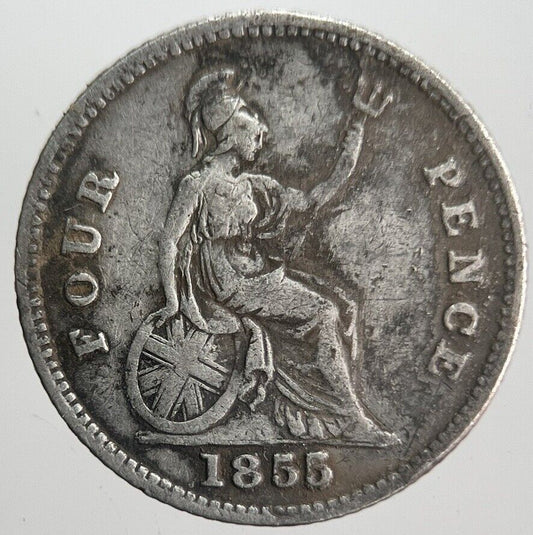 1855 Victoria Four-Pence Groat Silver Coin | Collectable Grade | a4510