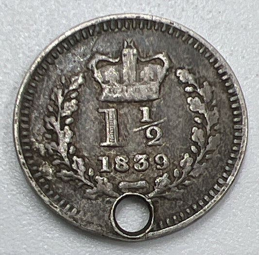 1839 Three-Half-Pence | British Silver Coin | Collectable Grade | a1287