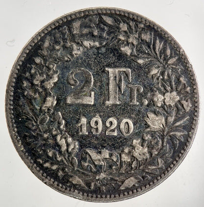 1920 Switzerland Swiss 2 Franc Silver Coin | Collectable Grade