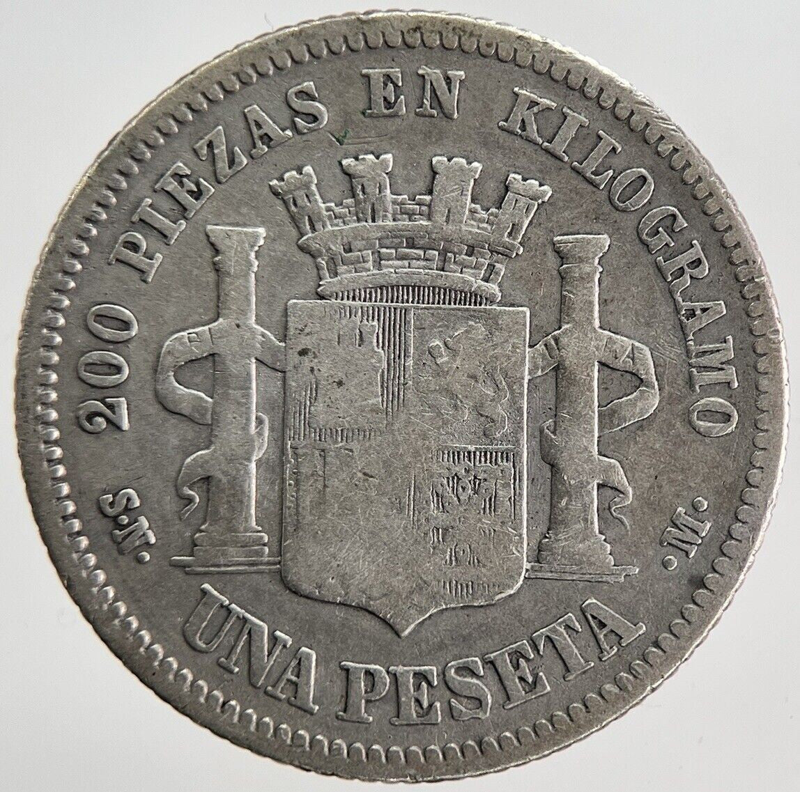1869 Spain Una 1 Peseta Silver Coin | Collectable Grade | a6189