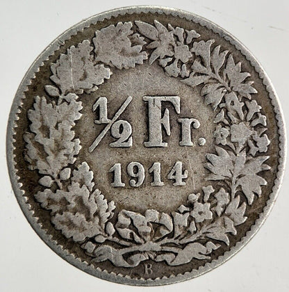 1914 Switzerland Swiss 1/2 Half Franc Silver Coin | Fine Collectable Grade