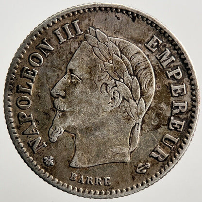 1867 France 20 Cent Silver Coin | Fine Collectable Grade | a3641