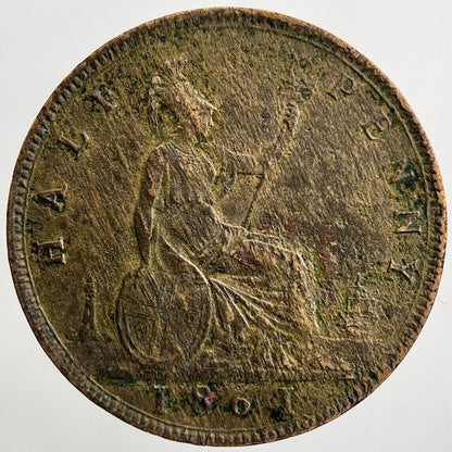 1861 Victoria Half - Penny | British Copper Coin | Collectable Grade | a1087