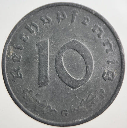 1938 - G Germany Nazi 10 Pfennig Coin | Very High Grade | a7874