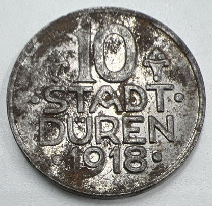 1918 10 Stadt - Duren German Helmet Austria Coin | Collectable Grade | a1308