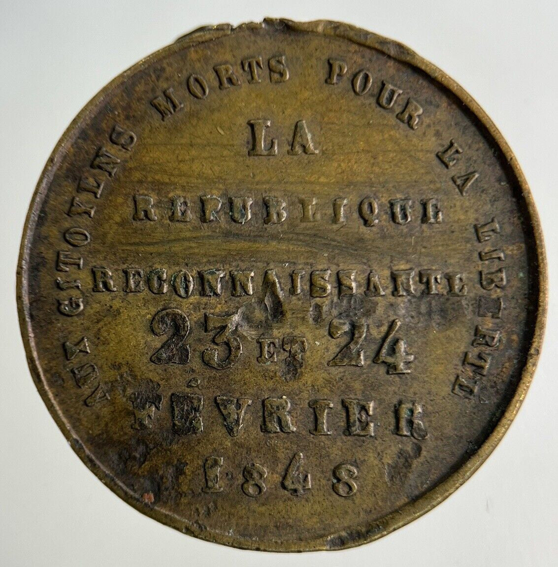 1848 France Exemple Aux Peuples Medal Token Coin | Very High Grade