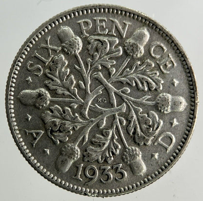 1933 George V Sixpence Silver Coin | Very High Grade