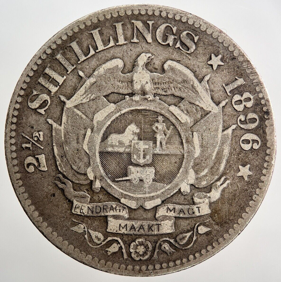 1896 2 - 1/2 Shillings | South Africa Silver Coin | Collectable Grade | a686