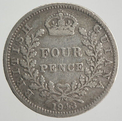 1943 British Four-Pence Guiana Belize Silver Coin | Collectable Grade | a4227