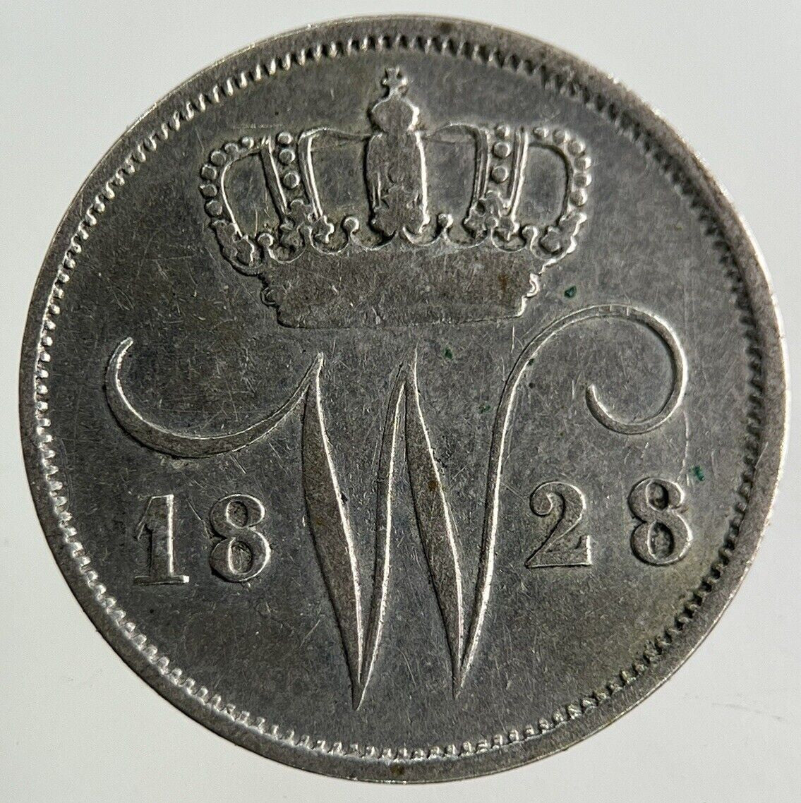 1828 Netherlands 10 Cents Silver Coin | Fine Collectable Grade