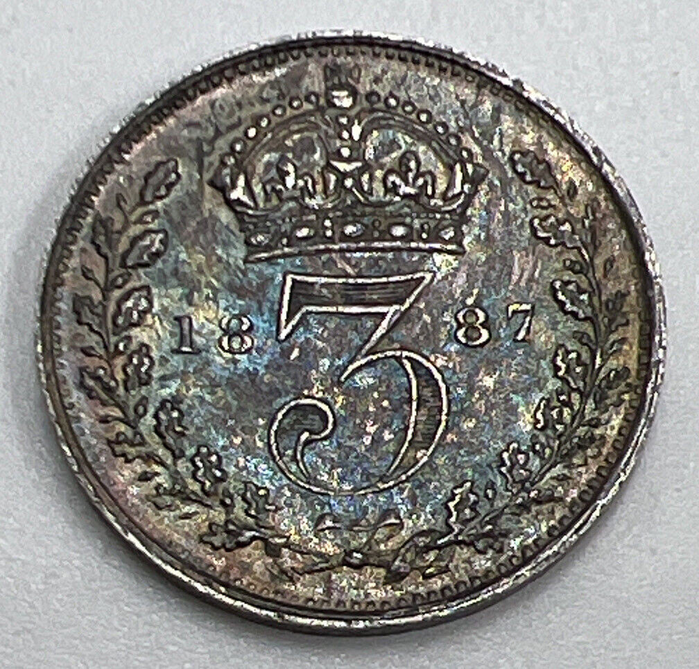 1887 Victoria Threepence | British Silver Coin | Very Fine Grade | a1282