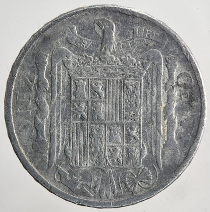 1945 Spain Diez 10 Cents Centimos Coin | Fine Collectable Grade | a6661