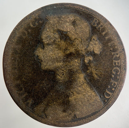 1876 - H Victoria One Penny Coin | Fair Grade