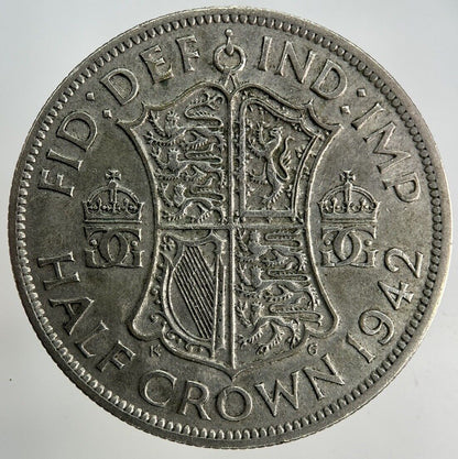 1942 George VI Half - Crown Silver Coin | Fine Collectable Grade