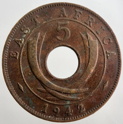 1942 East Africa 5 Five Cents Coin | Fine Collectable Grade | a7553