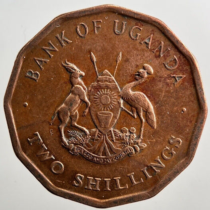 1987 Uganda Africa 2 Two Shillings Coin | Fine Collectable Grade | a3830
