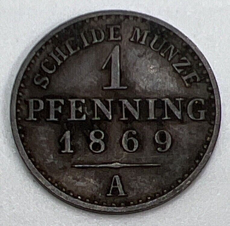 1869 - A Germany One Pfennig Coin | Fine Collectable Grade | a591