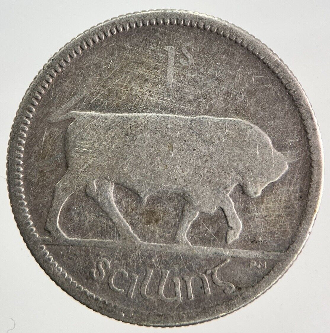 1928 Irish Shilling Bull Silver Coin | Collectable Grade