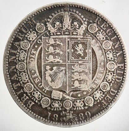 1889 Victoria Half - Crown Silver Coin | Fine Collectable Grade
