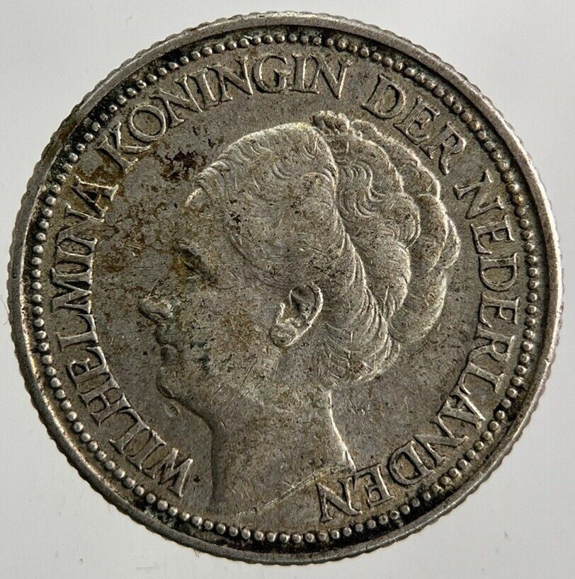 1928 Netherlands 25 Cents Silver Coin | Fine Collectable Grade