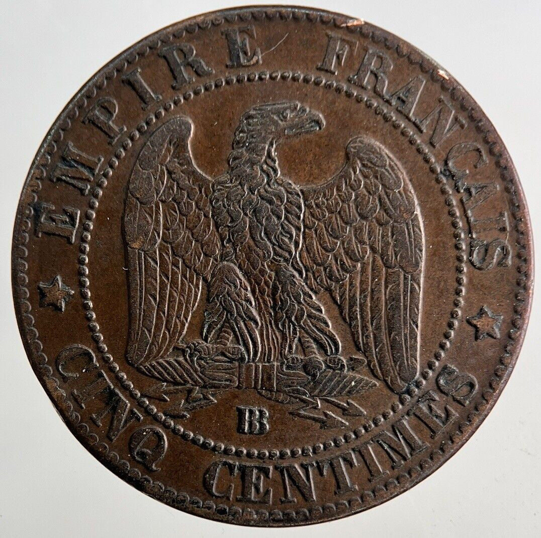 1864 France 5 Cinq Centimes Coin | Very Fine Grade