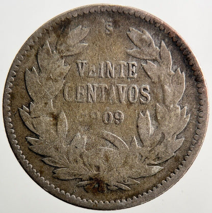 1909 Chile Veinte 20 Centavos Silver Coin | Collectable Grade | a3726